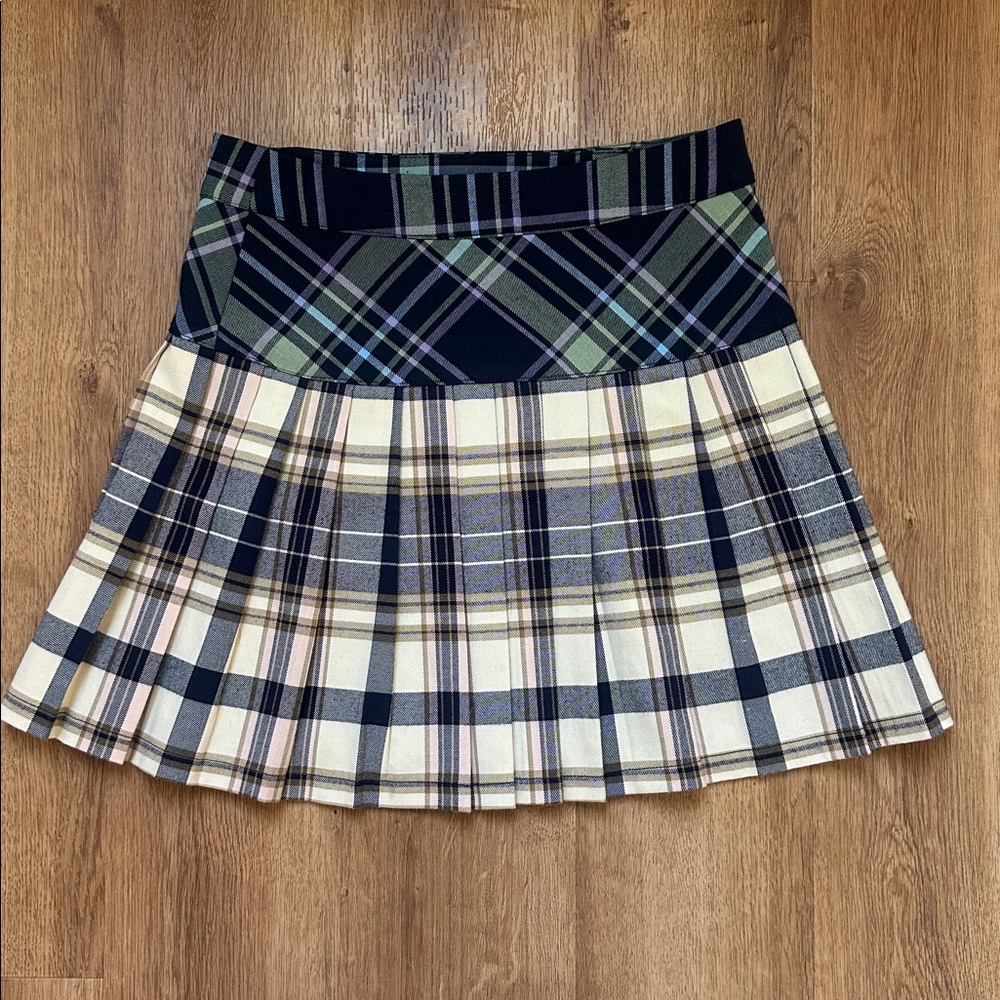 Urban Outfitters Mixed Plaid‎ Pleated Wrap Mini Skirt Size Small - Picture 5 of 8